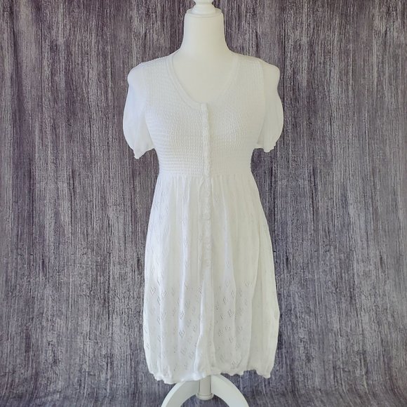 Twin Set Simona Barbieri Italy White Top Sweater Dress Button Up NWT Size Small - Picture 1 of 5